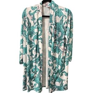 The Zig Zag Stripe Kimono Cardigan Open Front Sz XL Grandmacore